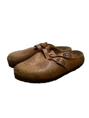 Vintage Birkis by Birkenstock Tan Leather Clog Sandals Made in Germany